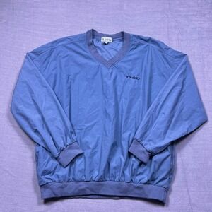 IZOD Men‎ Pullover Windbreaker Jacket Blue V-Neck Long Sleeve Size L